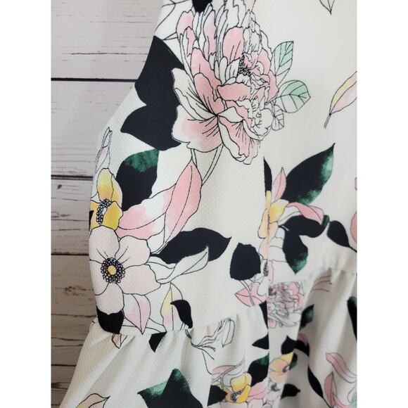 Torrid White Floral Textured Lined Knit High Neck Skater Dress Women's Size 1X - Picture 9 of 12